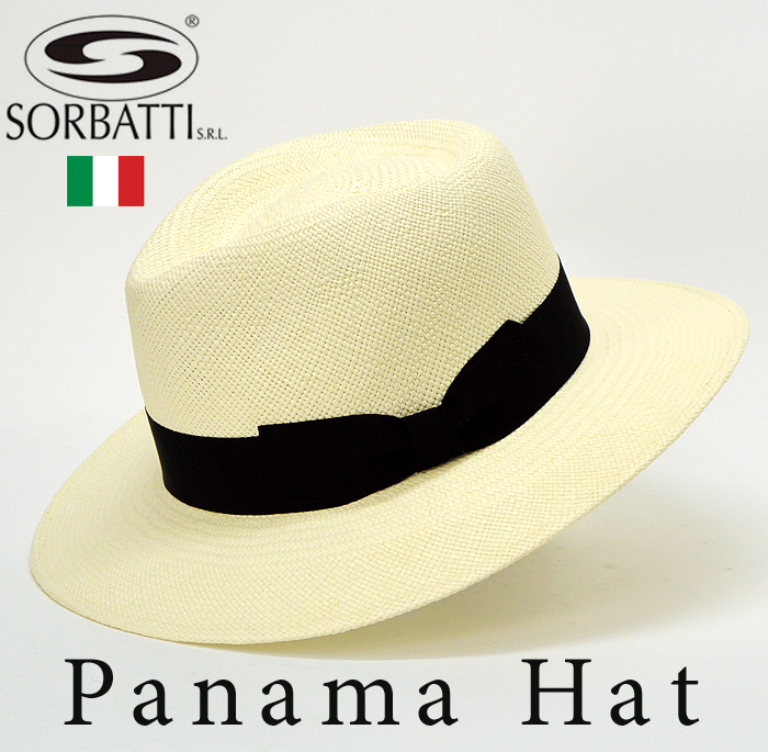 【お買得！】 バーゲン イタリア製 ストローハット メンズ帽子 麦わら帽子 パナマ帽 春 夏 送料無料 SORBATTI ソルバッティー パナマハット 大きいサイズ LL 61cm 中折れ