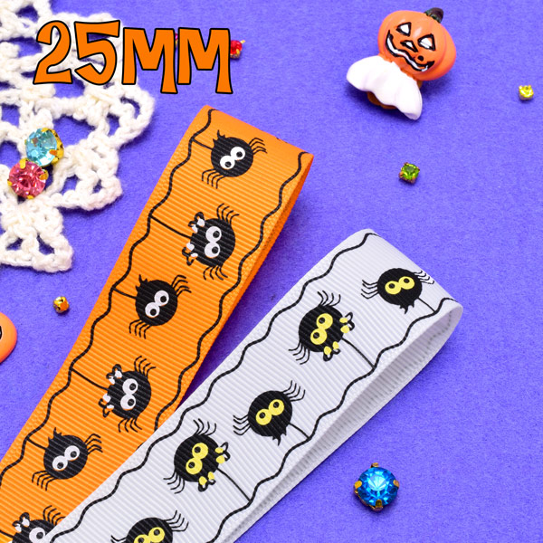 楽天市場】25mm プリントリボン ハロウィン ハロウィンなシンプル