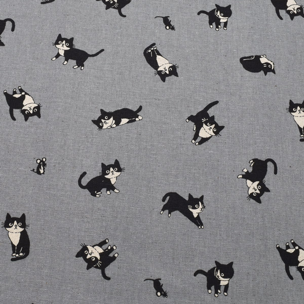 楽天市場 6 菱栄 ネコとネズミが出会った日 Dグレー 10cm H 7042 2 綿麻生地 まんま母さんのりぼん