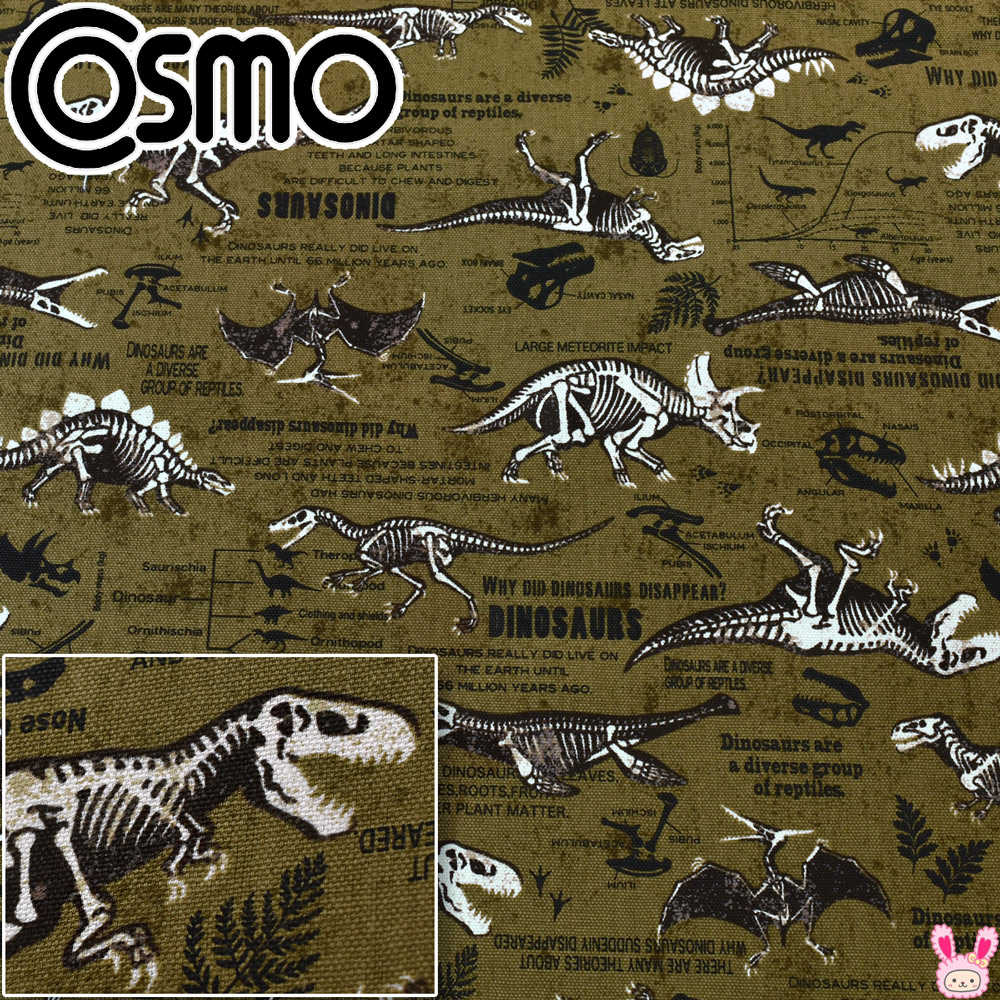 楽天市場】恐竜の化石図鑑 Aライトグレー系 オックス生地 AP31401-3