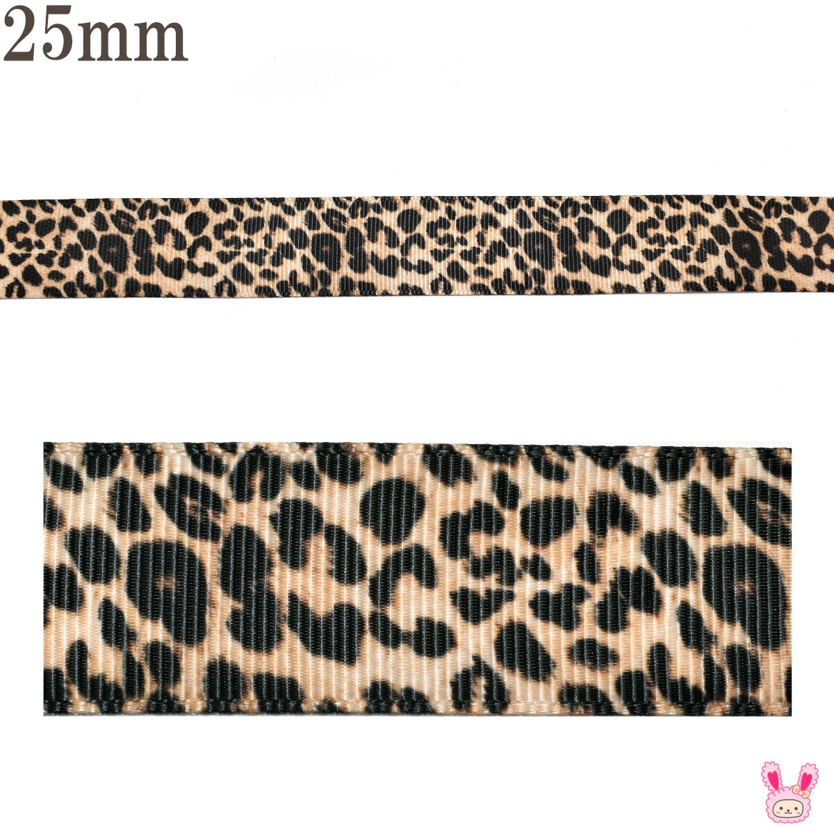 楽天市場】25mm ナチュラルなヒョウ柄ファブリックリボン 2m ［在庫