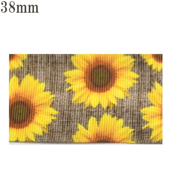 楽天市場】25mm プリントリボン ひまわりの白いリボン 2m