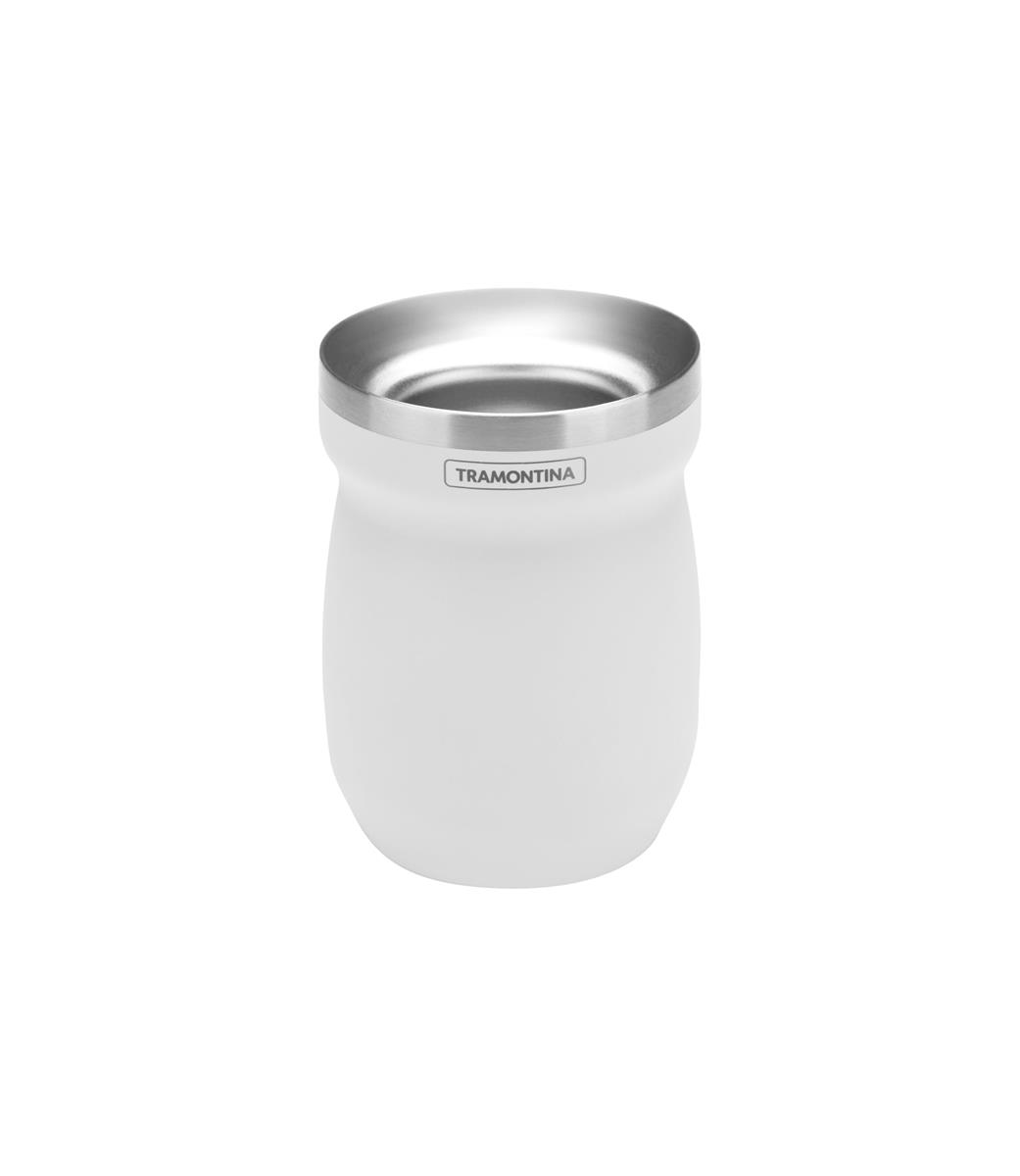 トラモンティーナ マテ茶器 (マテカップ) イレックス 白 ステンレス製 マテ茶 専用カップ 金属 BPAフリー ダブルウォール 熱くならない二層構造 cuia chimarrao 61647/210 TRAMONTINA