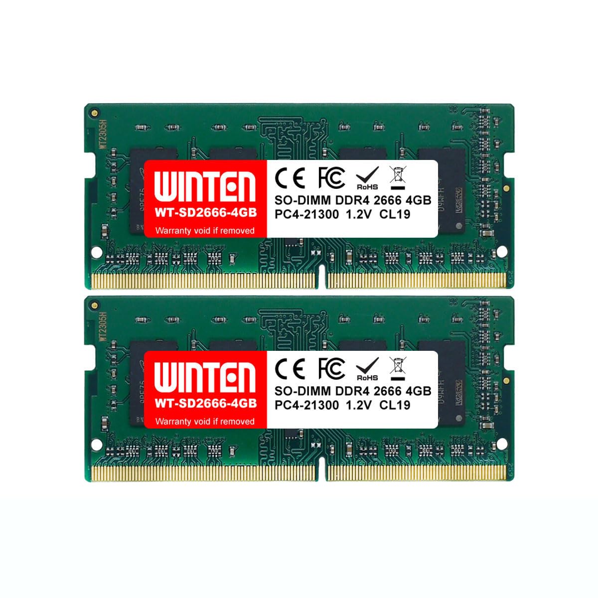 WINTEN ノートPC用メモリ DDR4-2666 8GB（4GB×2枚） 260Pin CL19 1.2V SODIMM SDRAM 内蔵メモリー 増設メモリー【5年・相性】WT-SD2666-D8GB 14,347円