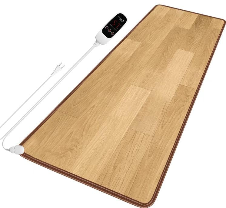 ホットカーペット 防水マット ホットキッチンマット 温度調整可 足元ヒーター 55*150cm 暖房 寒さ対策 電気カーペット省エネ ブラウン ホットパッド (電源コード:左上)|まんまるふれすた