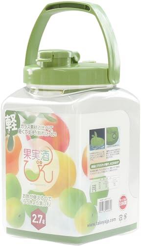 タケヤ化学工業 TAKEYA 果実酒びん 角型 S型 2.7L グリーン 空気弁付き ロック機能付き 収納しやすい角型 PET素材画像