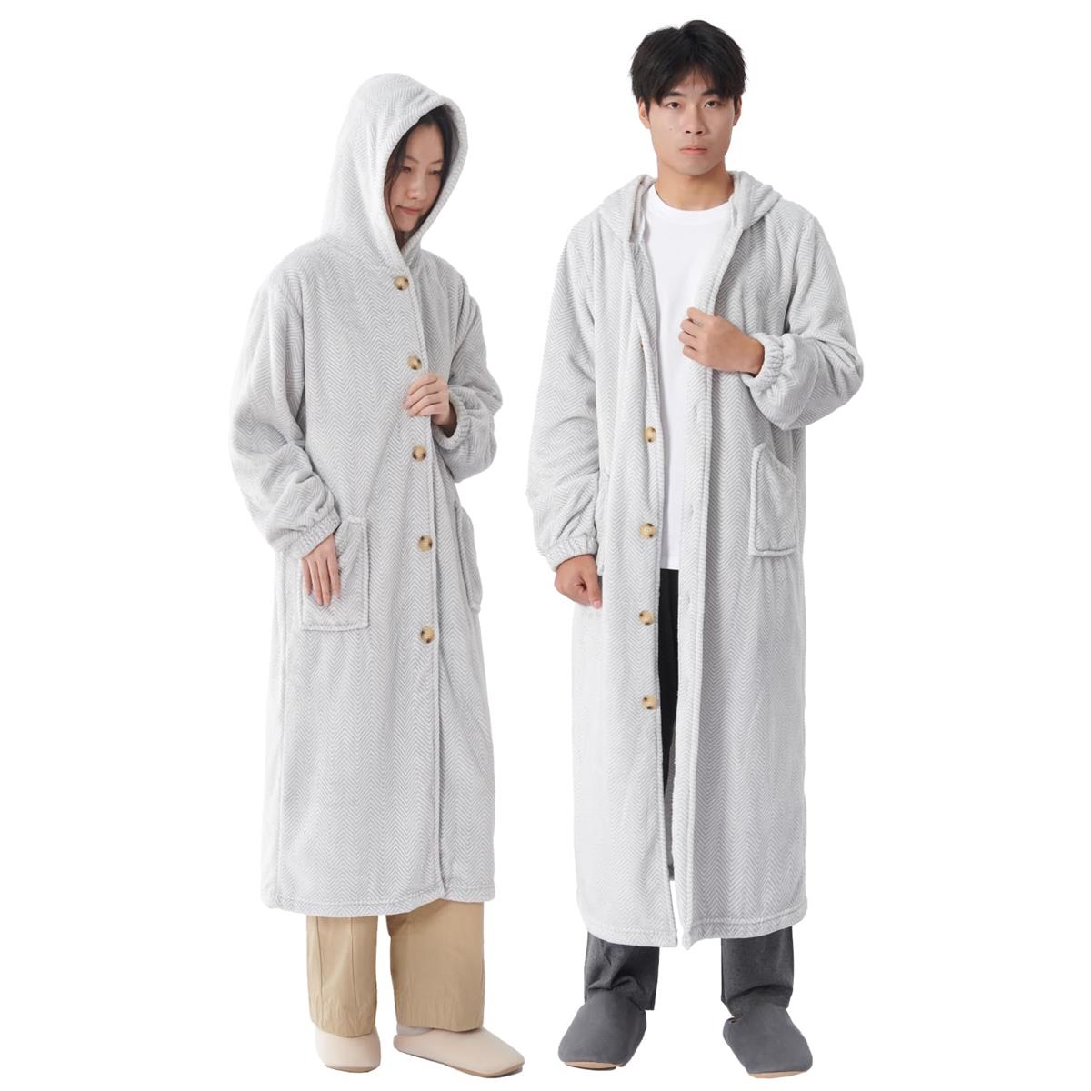 クモリ 冬 着る毛布 ユニセ ックス Ｌ-着丈130cm 暖かい 男女兼用 フランネル かい巻き ふわふわ ポケット付き ボタン付き リブ袖 フード付き 吸湿発熱 静電気防止 丸洗える ルームウェア 部屋着 あったか 春 秋 レディース メンズ 軽量 防寒 保温 着るブランケット Ｌ-着丈 4,376円