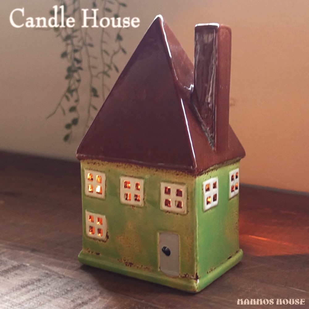 楽天市場】キャンドルホルダー キャンドルハウス H21xW13xD8.5cm 緑の