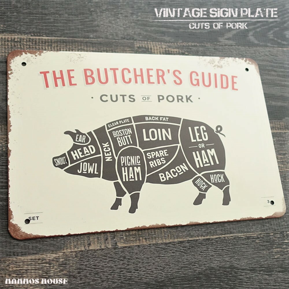 楽天市場】ブッチャーガイド ブリキ看板 ウシ 牛 カット部位
