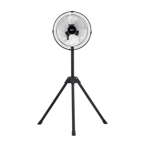 広電(KODEN) 工業扇 工場扇 業務用扇風機ミニ 25cm 三脚スタンド型 高さ74~93cm 上下左右360°ラウンドムーブ送風 自動首振り 風量3段階 ワンタッチ折りたたみ脚 持ち運び簡単 アルミ羽根 ブラ