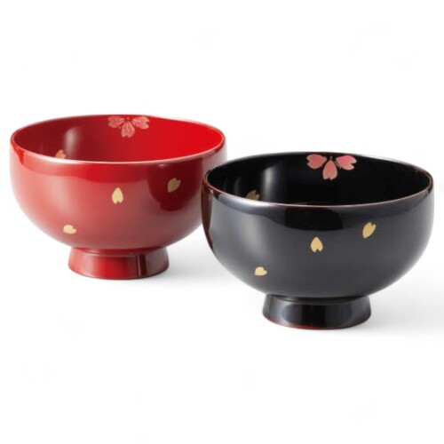 J-kitchens 2客書き割り 塗師細工 お椀 手ペンキ塗り うるし 食洗機相応う PID-529296 日本製