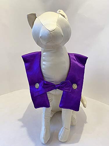 ネコのお洋服屋さんキャットプリン猫服キャットプリン小型犬服コスプレペット服記念撮影ご長寿祝い卒寿祝い「ビバ卒寿にゃんセット紫」帽子とちゃんちゃんこ猫年13から16
