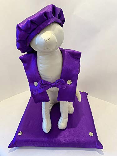 ネコのお洋服屋さんキャットプリン猫服キャットプリン小型犬服コスプレペット服記念撮影ご長寿祝い卒寿祝い「ビバ卒寿にゃんセット紫」帽子とちゃんちゃんこ猫年13から16
