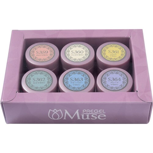 PREANFA (プリアンファ) PREGEL Muse スウィートマカロンシリーズ 6色書き割り ジェルネイル 3g×6個