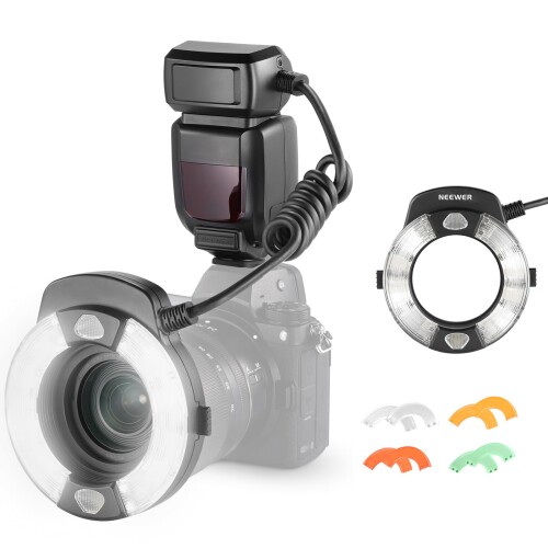 NEEWER RF1-N マルコリングフラッシュ 76Ws GN15 5600K TTL 機敏さともし火 1-1/128最終生産物 先幕/後幕シンクロ カラージェル/レンズアダプターリング付き添い人 近接写真\u0026マクロ命令映画化用 Z9 Z8 Zfc Z50など