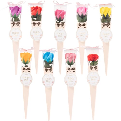 キューフラ(Q-FLA) 浴する剤 使える石けん御花 1輪 kelee mini 花束 胸花 9色×2書き割り 差し上げ物 母の日 生まれ落ちる日 一輪 祝賀会 畏まり しっぺい返し 亭主もち 834219