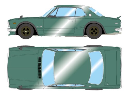 メイク引き上げる VISION 1/43 日産 地上地平 2000 GT-R (KPGC10) 1971 with スポイラー (ワークス車輪) メタリックグリーン 研ぎ澄ます品 VM244E