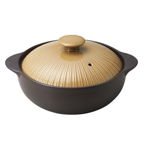 三陶(Santo) サーマテック IH・直火両用 土鍋 9号 3-4人用 3000ml 陰電子領域 オーヴン 直火 IH相応う オリーブ 18440