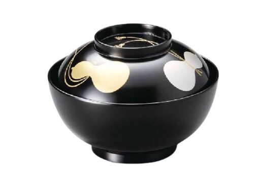 J-kitchens お椀 御役目用 匏 雑煮椀 黒 （1客) 13.6糎 漆ペンキ塗り 手ペンキ塗り 日本製