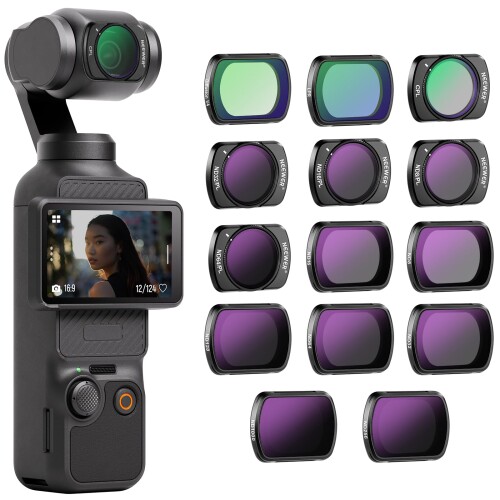 NEEWER フィルターセット マグネット式 14枚入り Osmo Pocket 3/Pocket 4/Xtra Muse対応 CPL+ND8/16/32/64/128/256/1000+ND8/PL+ND16/PL+ND32/PL+ND64/PL+LPR+ブラック拡散1/4 円偏光 減光 偏光 アクションカメラアクセサ|マニッシュボーイ