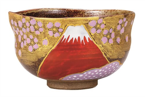 九谷焼いわたや 抹茶碗･金雲桜富士 K9-877