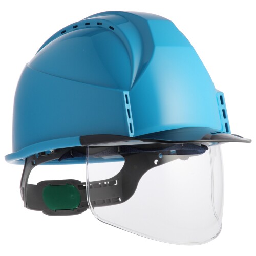 住ベテクノプラスチック ヘルメットKKC3シリーズ 通気孔付・透明ひさし・シールド面付・スチロールライナー付 KKC3S-B-BL-S