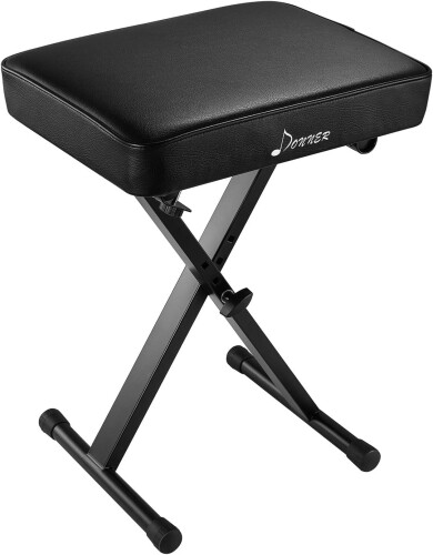 Donner ピアノ椅子 キーボード用 ベンチ 折りたたみ式 ピアノチェア 滑り止めスポンジ 厚さ6cm