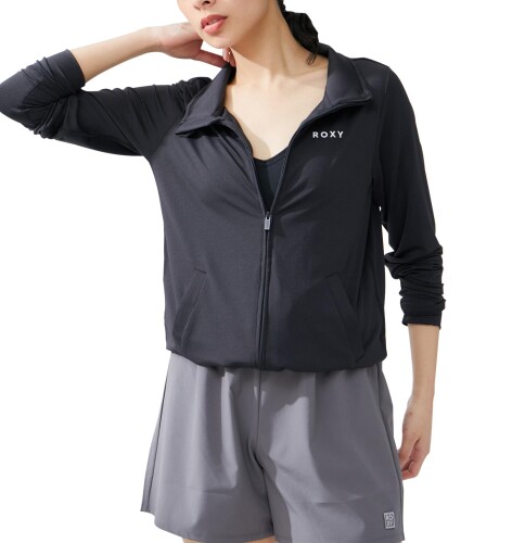 (ナージー) ROXY UV&水陸両用 AURORA STAND ラッシュガード レディース NBK14000 クロメイン (01) M｜マニッシュボーイ