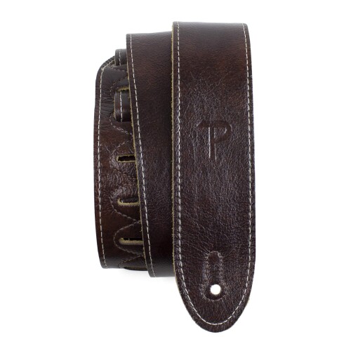 P Perri's Leathers Ltd. イタリアン レザーギターストラップ 2インチ 色: マホガニー