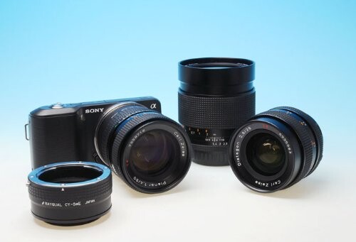 RAYQUAL マウントアダプタ CY-SαE (水晶体)コンタックスヤシカ-(上半身)ソニーαE (日本製)