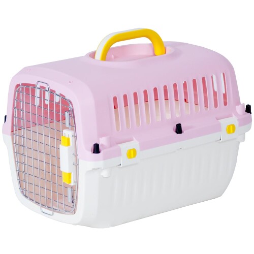 プチリュバン ペットキャリー CF50 ピンク 両開きドア 猫用 小型犬用 中型犬用 小動物用 5kgまで Mサイズ 奥行き50 x 幅33.5 x 高さ34cm 猫 犬|マニッシュボーイ