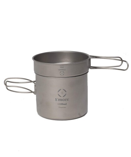 S\u0027more(スモア) Titanium Cooker Set キャンプクッカーセット チタン クッカー 2点仕掛ける 膳立て物の具 (M（350ml 1100ml）)