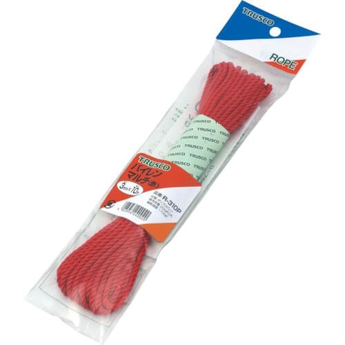 TRUSCO(トラスコ) パイレンカラーロープ 3mm×10m 赤 3つ打印字機 R-310P-R x 100 巻