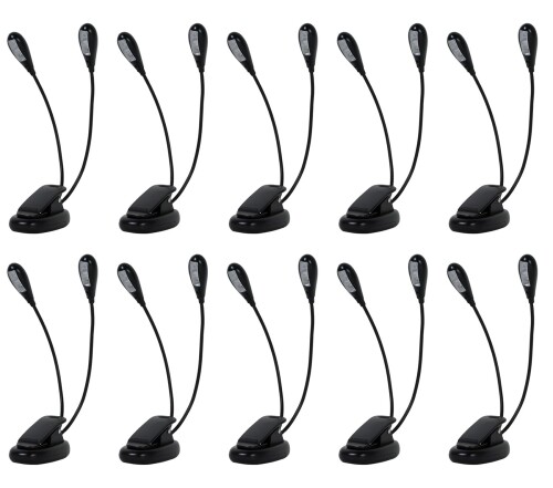 KC ケーシー キョーリツ 譜面台ライト グースネックタイプ 4LED(2LEDx2連) 明るさ調節可能 ブラック KML-02/BK x10個セット (動作確認用電池付属)