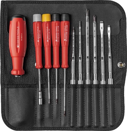 PB SWISS TOOLS ピービースイスツールズ 差替式１番ウッド仕掛ける 10本組 ロールアップケース付 38220.IND
