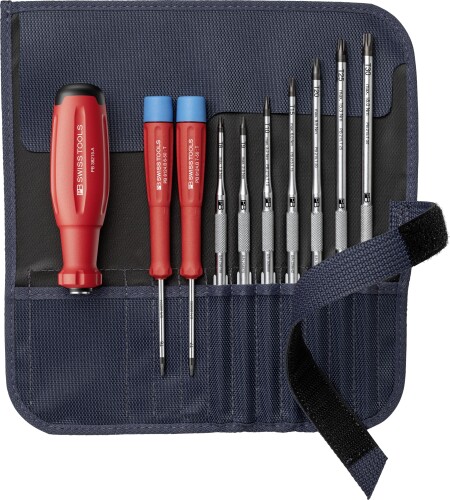 PB SWISS TOOLS ピービースイスツールズ 差替式１番ウッド仕掛ける 9本組 ロールアップケース付 38224.GY