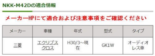 カナック企画三菱エクリプス クロスカーAV取付キット NKK-M42D｜マニッシュボーイ