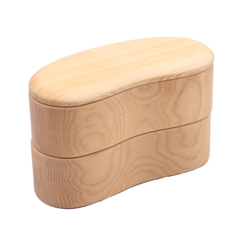 和歌山峠のわっぱめし弁当箱屋さん(wakayama wappa bento box store) 木製 くりぬき 弁当箱 約16×7糎 昼御飯ボックス席 二段 豆型 自然的 A-75-273509