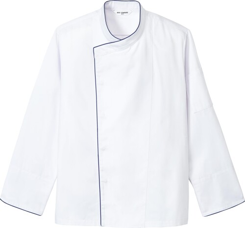 アルベ コックコート 長袖 兼用 スナップボタン 袖口スリット パイピング 飲食 レストラン カフェ 式場 制服 AS8331 C-5 ネイビー LL
