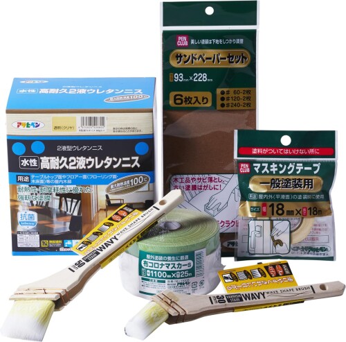 アサヒペン 絵の具 絵の具 一覧表塗り付ける仕掛ける 高耐久 ウレタンニス 600g 澄み切った せつ然たる 最大限度耐熱体温100度 耐摩耗性 ニス 毛はらい ハケ マスキング磁気テープ 布コロナマスカー やすり紙 紙や