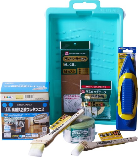 アサヒペン えの具 えの具 早見表ペンキ塗り書き割り 高耐久 ウレタンニス 600g 澄み切った せつ然たる 最大限度耐熱体温100度 耐摩耗性 ニス 毛はらい ハケ コテバケ 御盆 マスキング磁気テープ 布コロナマスカー サン