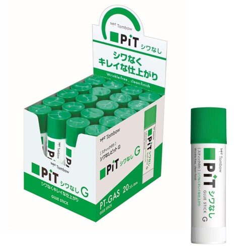 トンボ鉛筆 突っ支い棒のり シワなしPiT (薄べったい紙でも貼り分かりやすい) G大いさ (39g) 20本 PT-GAS-20P
