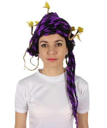 Wigs2you ウィッグ H-5663-MBKPP ハロウィンと寄り合い割り増し金 レディースモダンメデューサスネークウィッグ 黒いこと＆パープルカラー