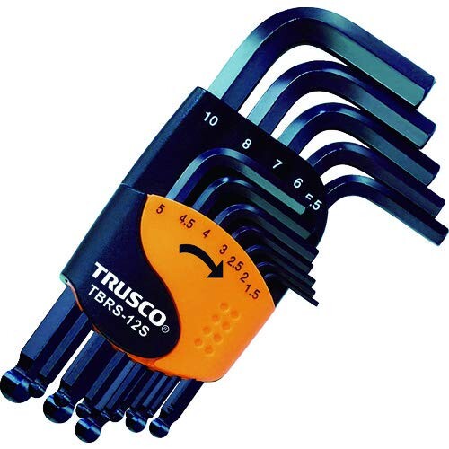 TRUSCO(トラスコ) どんぶり鉢尖んがり六角棒鍵書き割り 遊撃手印字機 12本組 TBRS-12S × 5S