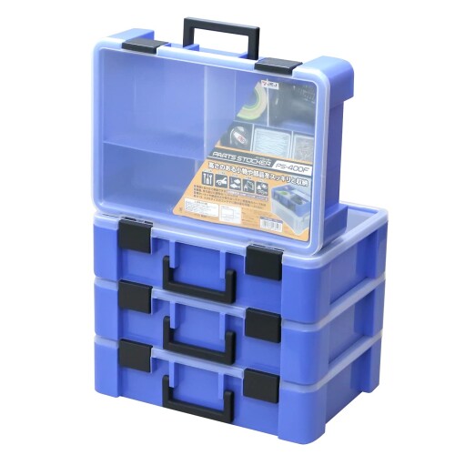 JEJアステージ パーツストッカー ブルー 付属仕切板付き PS-400F 幅40.5×奥行29×高さ10.8cm DIY工具 カー用品 釣具 文房具 おもちゃ 収納