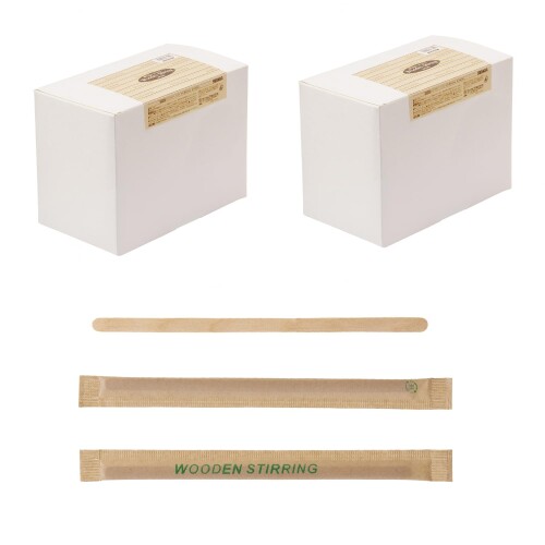 サンナップ まとめ買い 未晒袋個荷作り ウッドマドラー 14糎 2,000本入(1000本×2風呂敷き包み) OP立ちふさがるマドラー 御勤め用 脱プラ 持ち帰りに MDW1000F