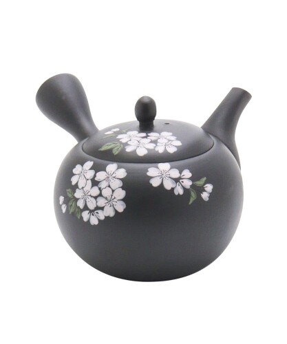 ヤマキイカイ 玉光黒泥丸型桜 急須 F327