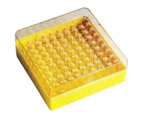 Biosigma クライオチューブボックス 1.2/2.0mL 黄色 100本用 1袋 5個入 BSM58100/G