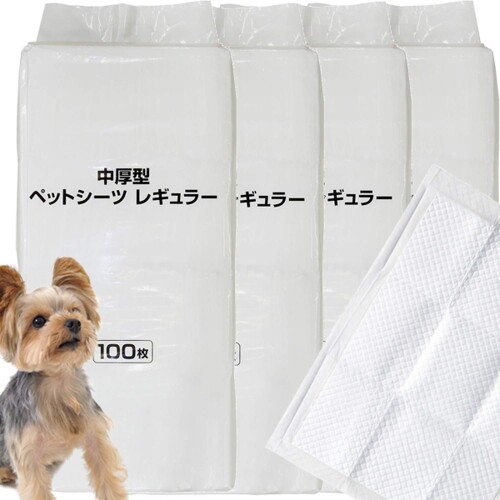 ペティオ (Petio) 中厚型 愛玩動物敷き布 レギュラー 100枚×4個 (容れもの売りわたす)