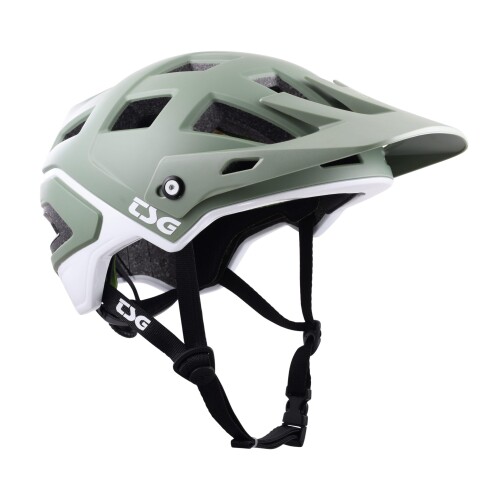 TSG (ティーエスジー) 銀輪 安全帽 MTB マウンテンバイク フリーライド 軽さ 通気性 バイザー付き添い人 文字盤式合わせる 大いさ合わせる能力のある 緑であること Scope Solid Color - Satin Green-White, L/XL